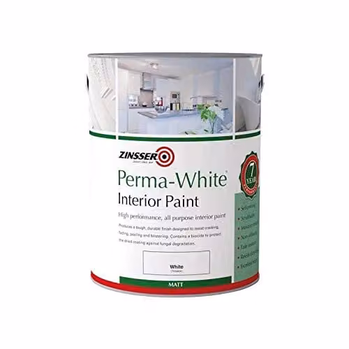 Zinsser Perma Mould Resistant Solvent Based Paint, White Matt, 2.5 l