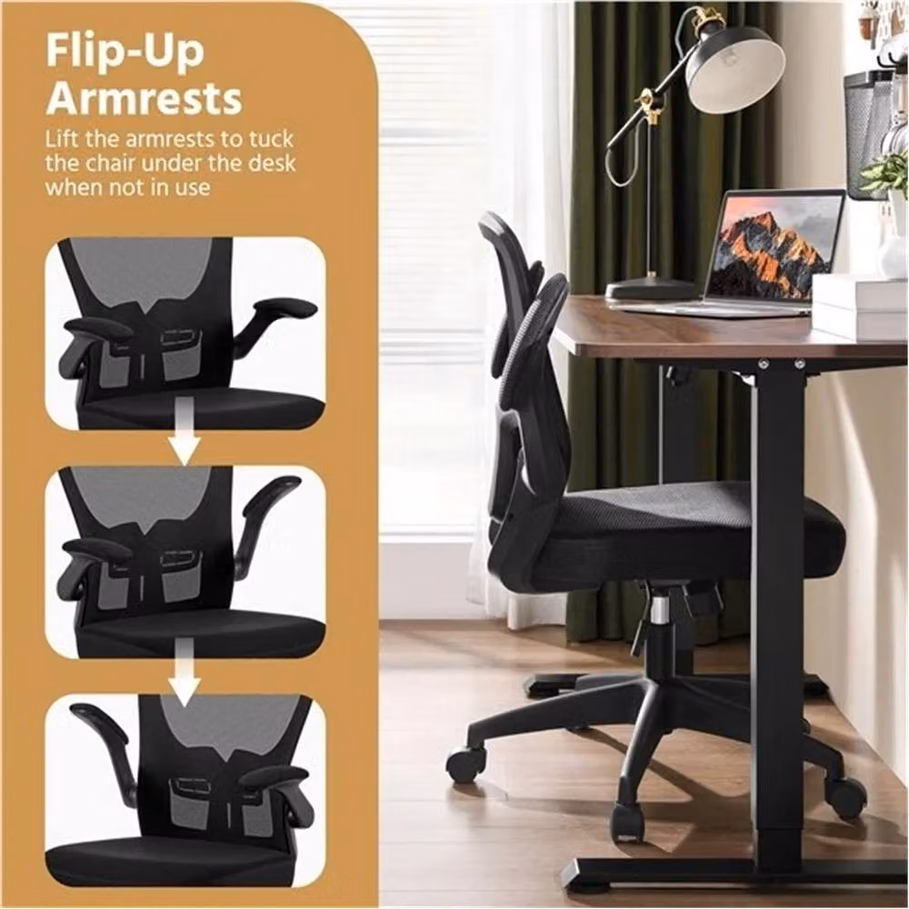 SPETLEK Black Mesh Home Office Task Chair with Adjustable Arms and Height – 4