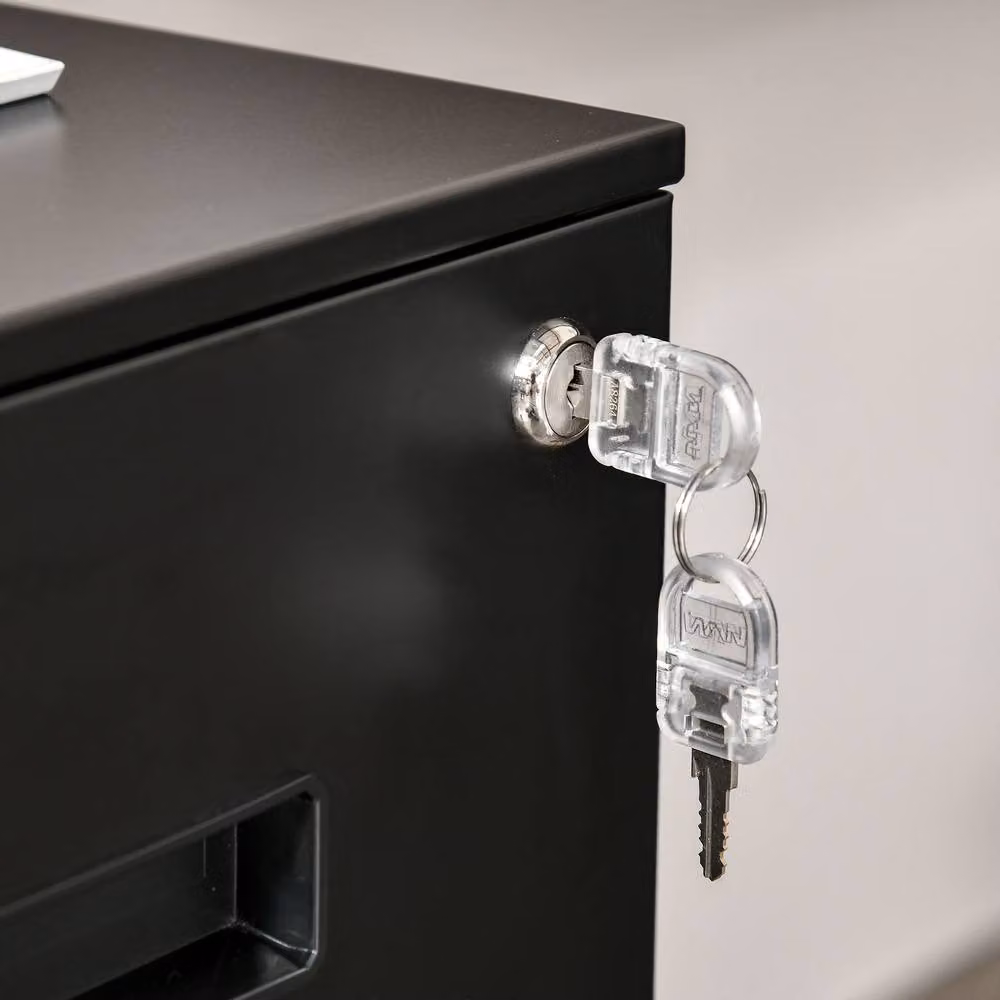 Rolipo 2-Drawer Lockable Steel Mobile Filing Cabinet in Black – 8