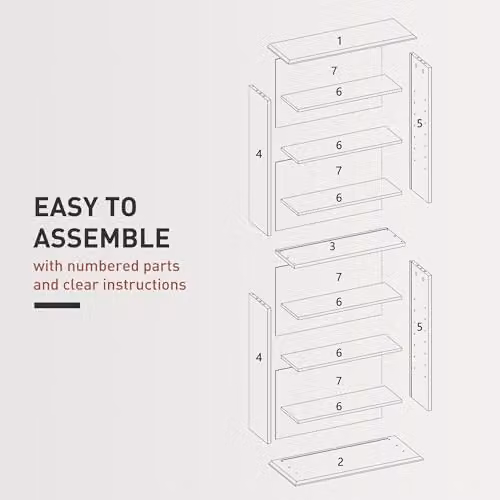 HOMCOM Black Media Storage Unit with 6 Adjustable Shelves for CDs and DVDs – 3