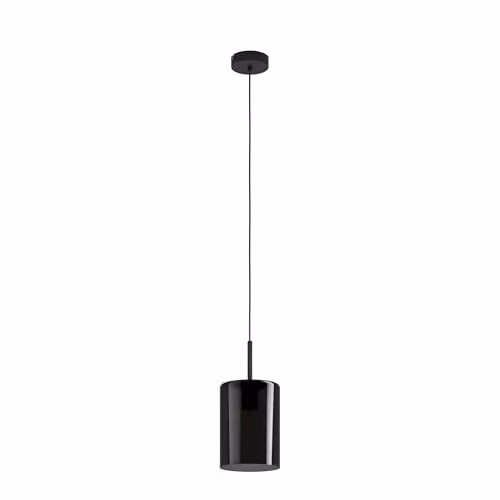 Eglo Cadaques 1 Modern Cylinder Pendant Light in Black and Transparent Glass