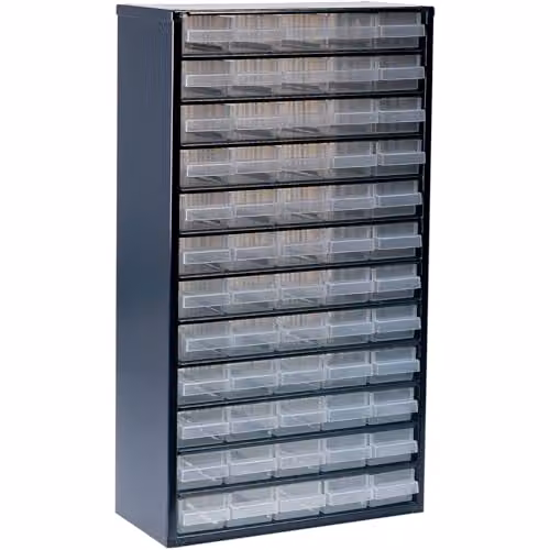 Raaco 137386 1260-00 Blue Steel Metal Cabinet with 60 Transparent Plastic Drawers