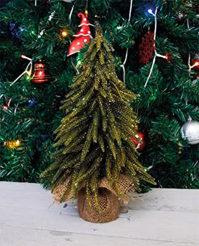 St Helens Home & Garden Decorative Gold Mini Christmas Tree in a Hessian Bag, Height: 35 cm – 3