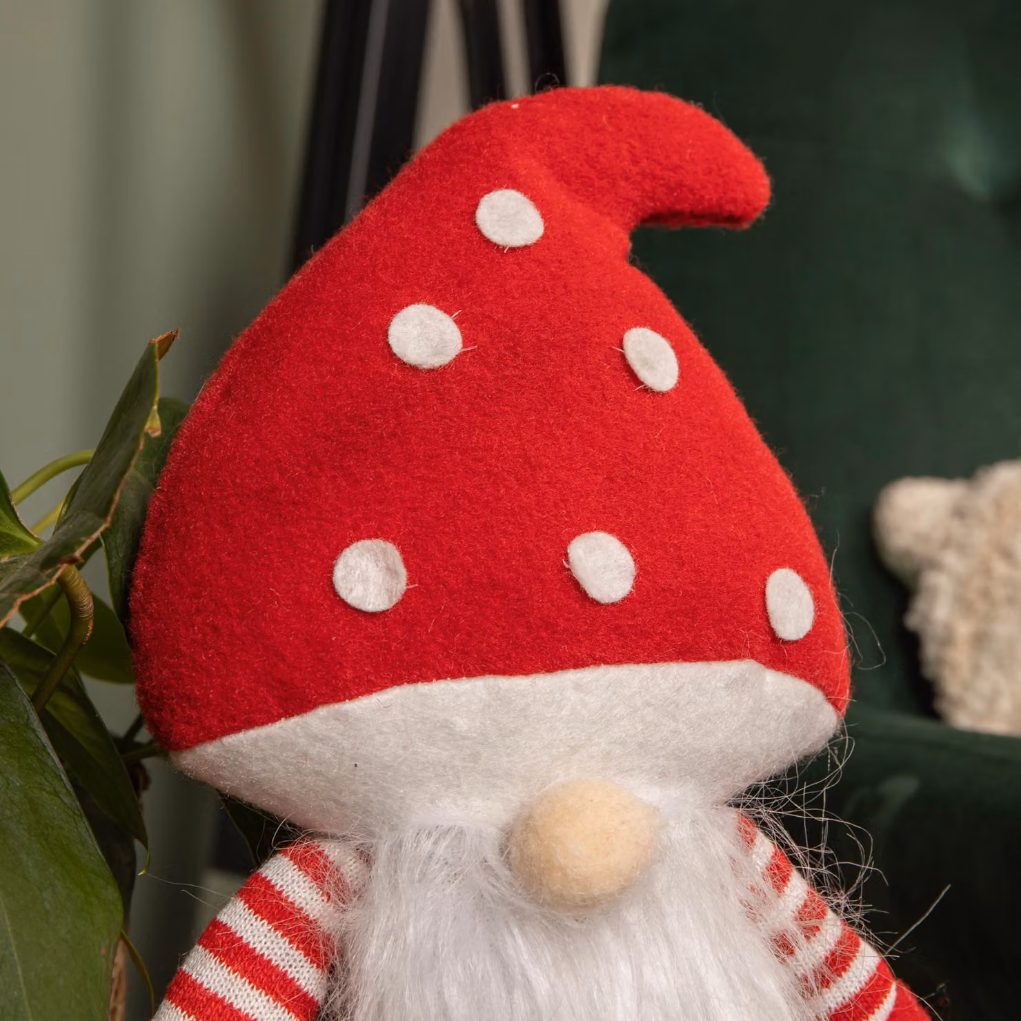 Samuel Alexander Red and White Sitting Christmas Gonk with Mushroom Hat, Height: 28 cm – 4