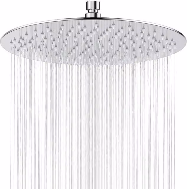 VOGREX Round Stainless Steel Anti-Limescale Overhead Rain Shower Head in Silver, Diameter: 30 cm