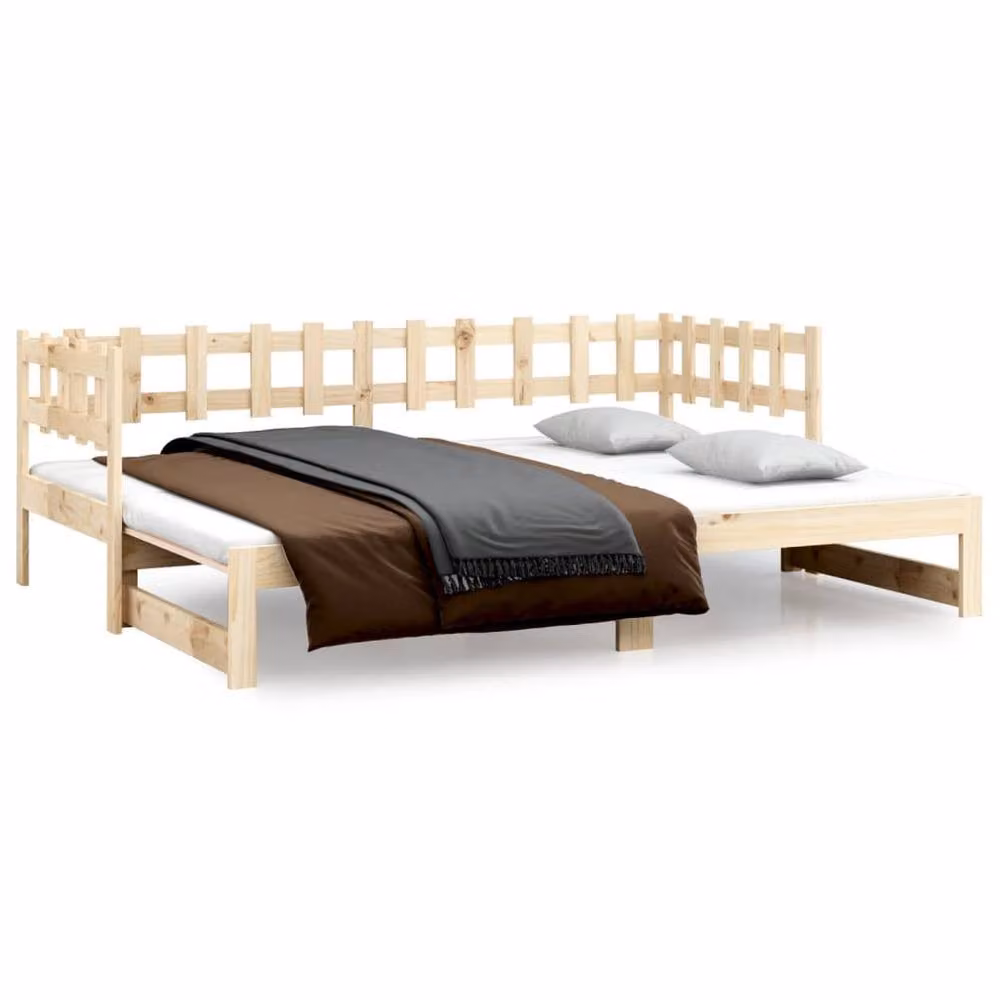 Berkfield Home Pull-out Day Bed in Brown Solid Pine Wood with Drawers, W/D/H: 160 x 200 x 80 cm – 2