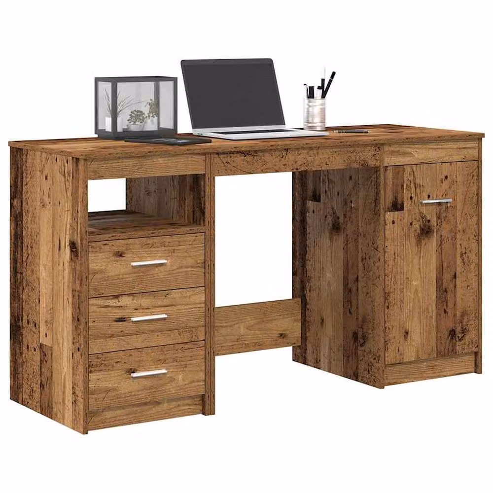 Berkfield Home Modern Writing Desk with Cabinet in Brown – 2