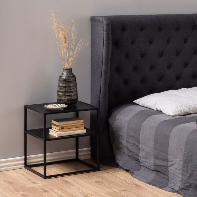 Furniture To Go Newton Modern Matt Black Metal Bedside Table