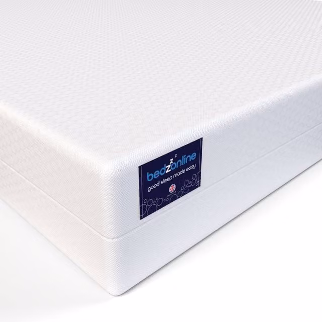 Bedzonline Medium Memory Foam Mattress with Temperature Regulation and Antibacterial Properties, White, W: 135 cm, D: 190 cm, H: 15 cm – 1