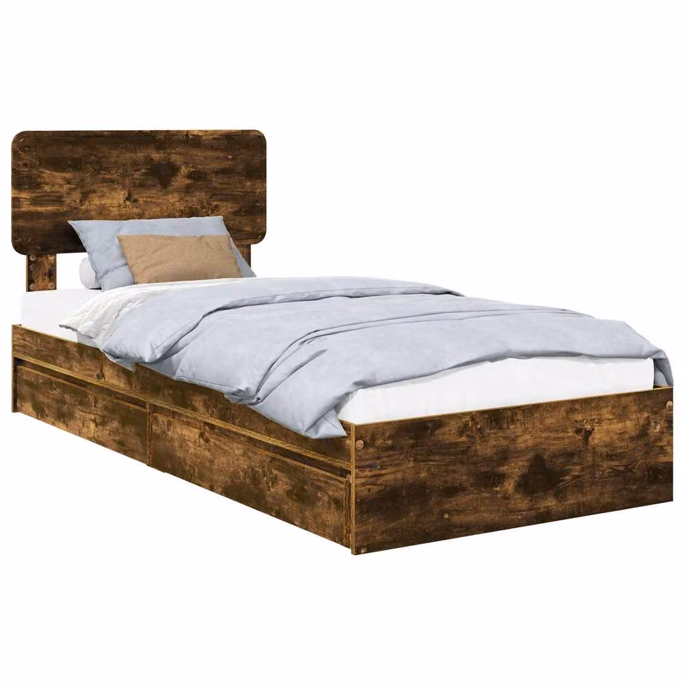 Berkfield Home Smoked Oak Storage Bed with Drawers, Brown, W/D/H: 90 x 190 cm – 2