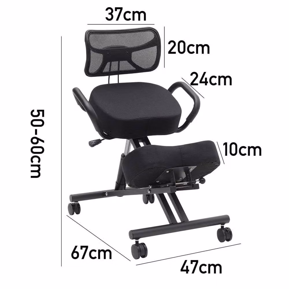KORVIXA Ergonomic Kneeling Chair in Black with Castors for Home Office – 2