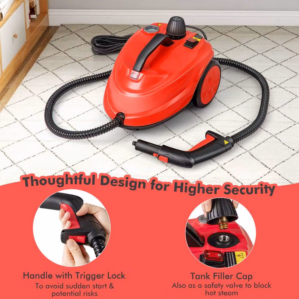 Costway 2000W High Pressure Steam Cleaner in Red – 9
