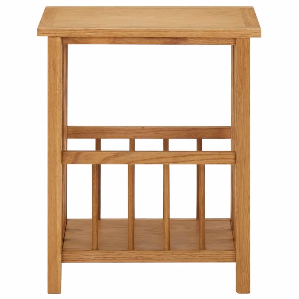 Berkfield Home Magazine Table in Brown Solid Oak Wood, W/D/H: 45 x 35 x 55 cm – 2