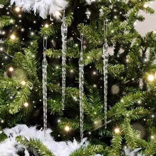 Melody Maison Set of 4 Transparent Acrylic Christmas Icicles, Height: 29 cm – 1