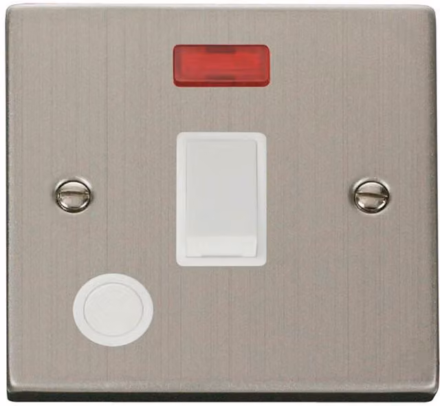SE HOME White and Silver Stainless Steel Surface Mount 1 Gang 20A DP Switch with Neon