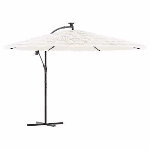 vidaXL Garden Parasol with Steel Pole and Polyester Canopy, White, W/D/H: 290 x 290 x 238 cm – 1