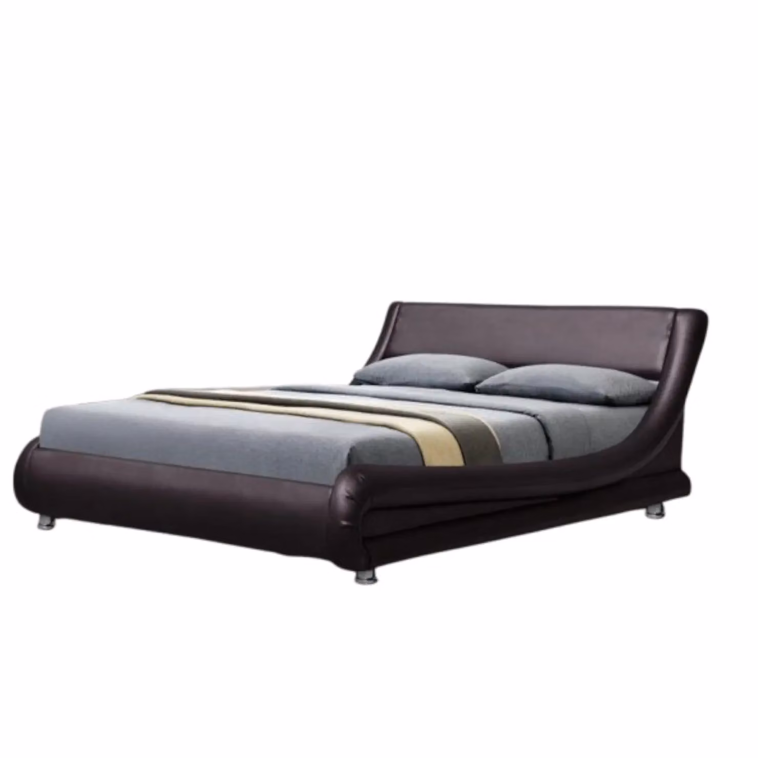 Comfy Living Ltd Italian Style Faux Leather Upholstered Bedframe in Brown, King Size (180 x 200 cm) – 2