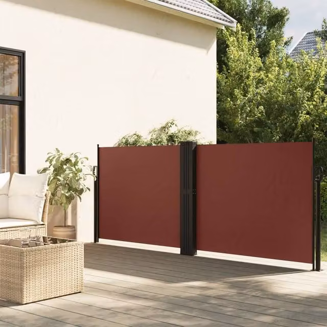 Berkfield Home Retractable Side Awning in Brown, W: 140 cm, L: 1200 cm