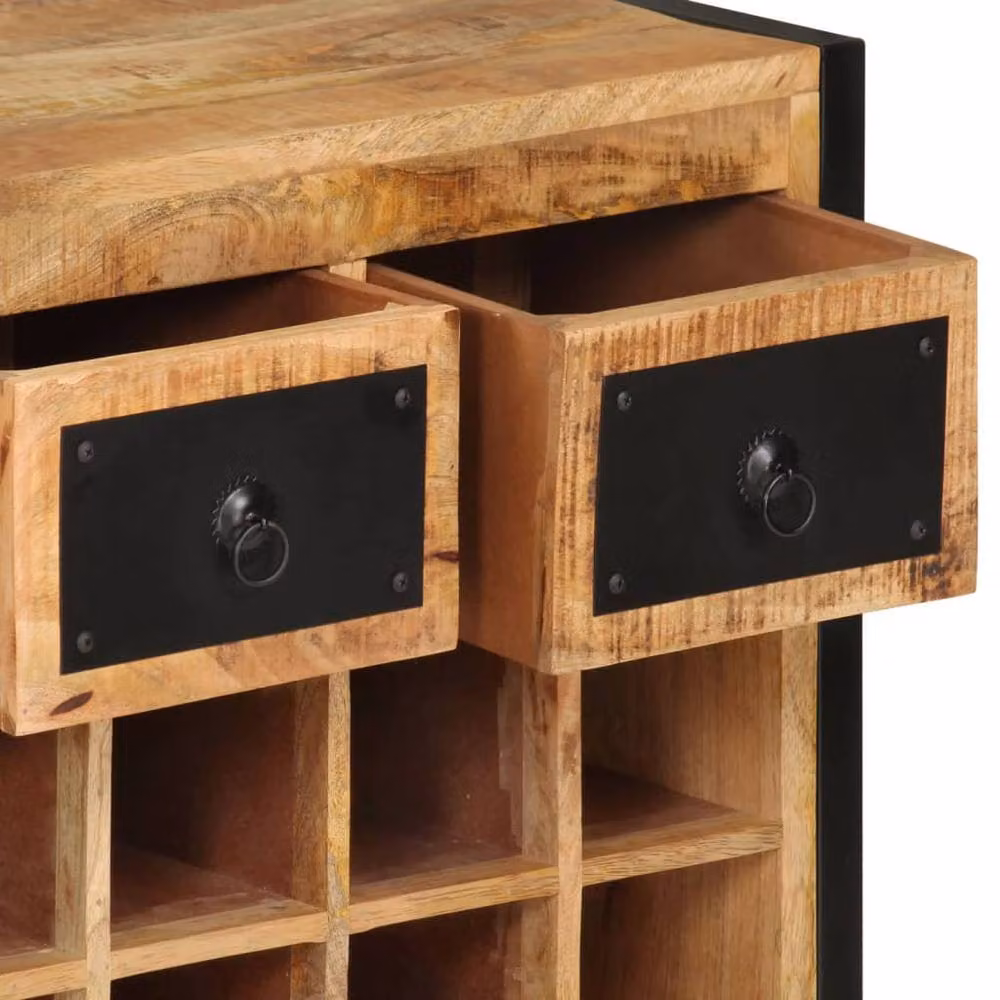 Berkfield Home Dense Wine Rack for 16 Bottles, Solid Mango Wood and Metal, Brown, W/D/H: 81 x 35 x 55 cm – 4