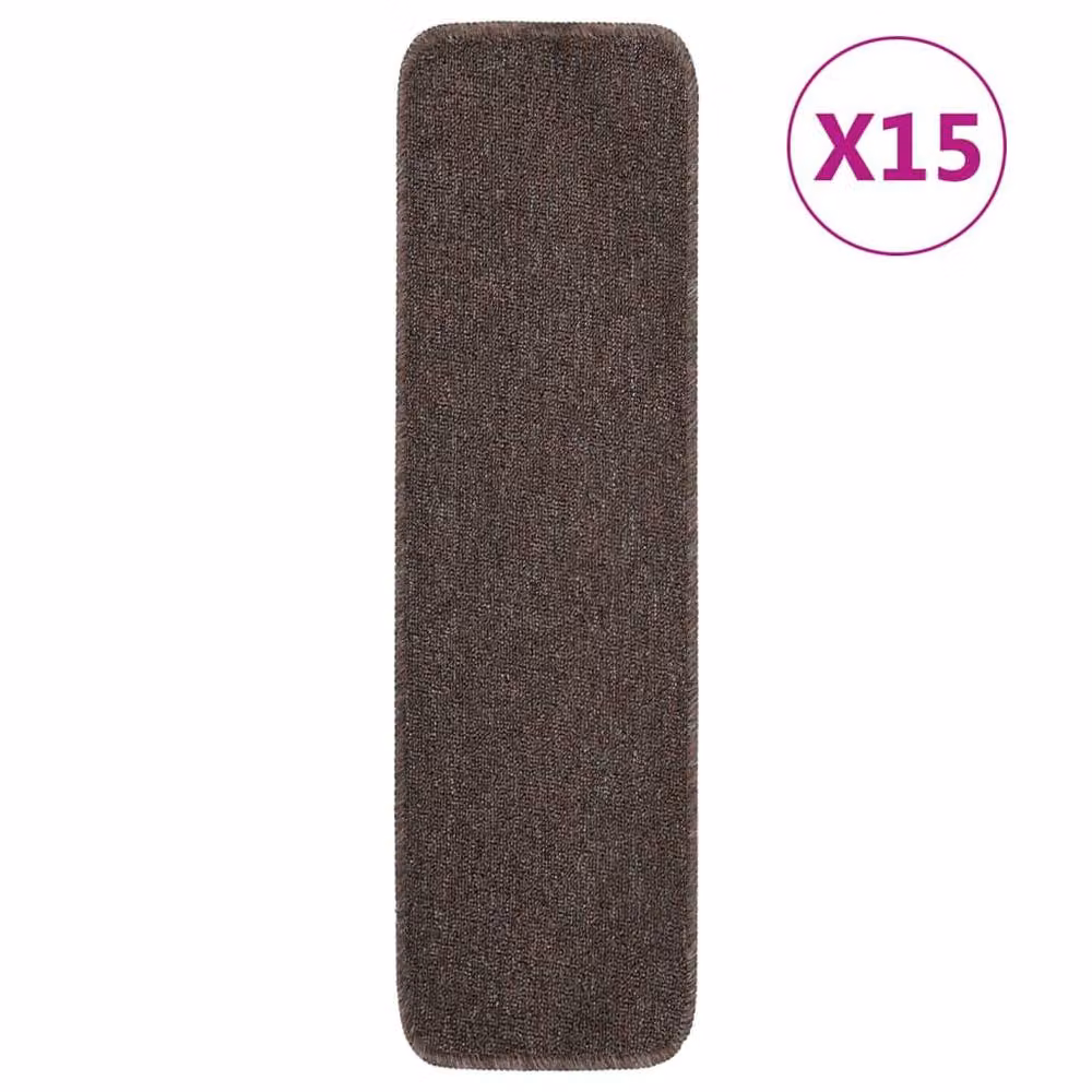 Berkfield Home Anti Slip Stair Mats, 15 Pack, Brown, Rectangular, W: 75 cm, D: 20 cm – 2