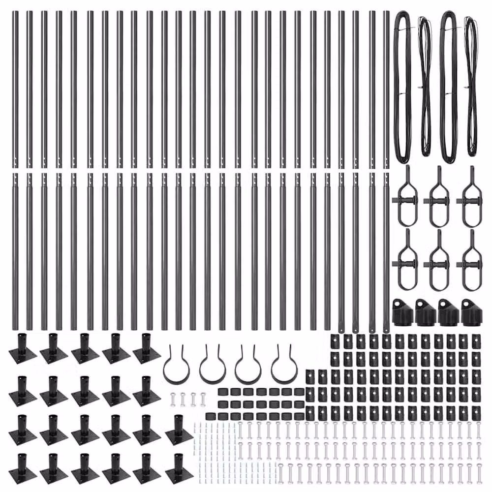 vidaXL Sleek Grey Galvanised Square Fence Posts with Bolt Down Base Plates, 26 Pieces, H: 68.5 cm, W: 3.2 cm – 2