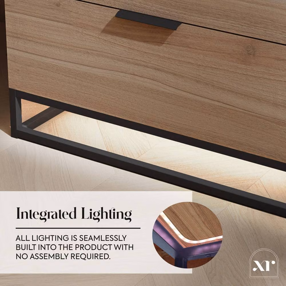 X Rocker Denver 3 Drawer Chest with Integrated LED App Control Lights in Light Oak – 3