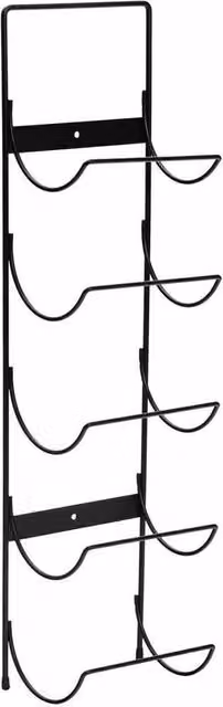 FORGEVIO Wall Mounted 5 Bottle Wine Rack in Matt Black Metal and Glass