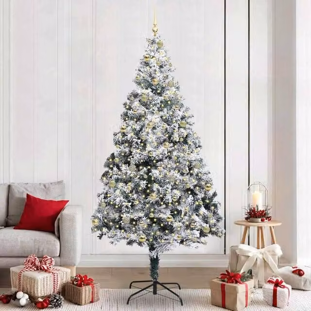 Berkfield Home Artificial Christmas Tree with 300 LEDs and Stand, Green, Height: 240 cm – 1