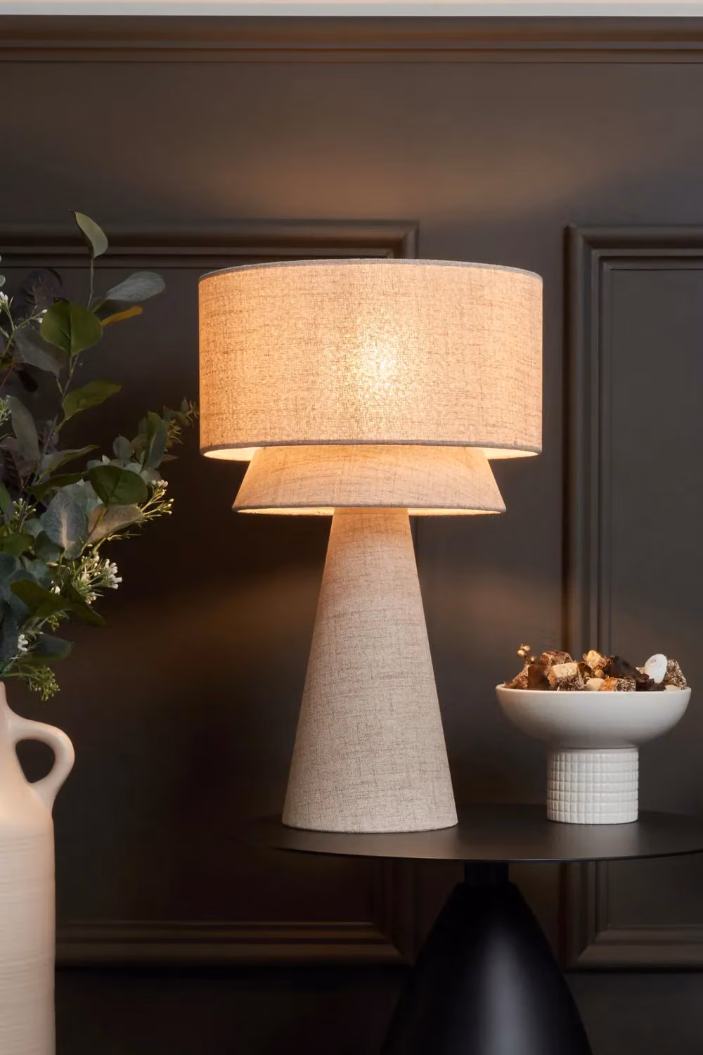 BHS Lighting Terri Tiered Shade Table Lamp in Beige – 2