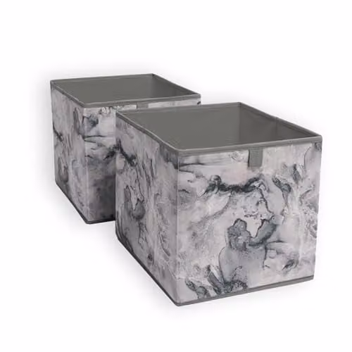 OHS Set of 2 Grey Fabric Foldable Storage Baskets – 1