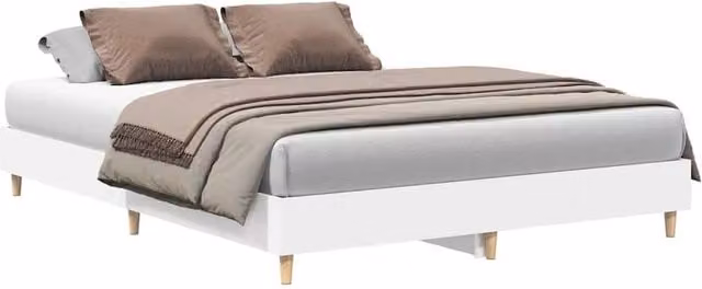 Berkfield Home White Engineered Wood Bed Frame W: 140 cm, D: 200 cm