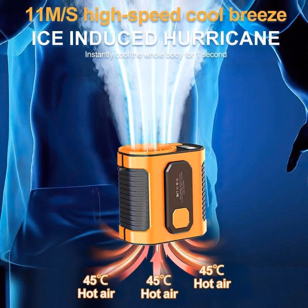 NESTLUNE Orange 5000mAh Portable Waist Clip Fan and Hanging Cooling Fan – 4