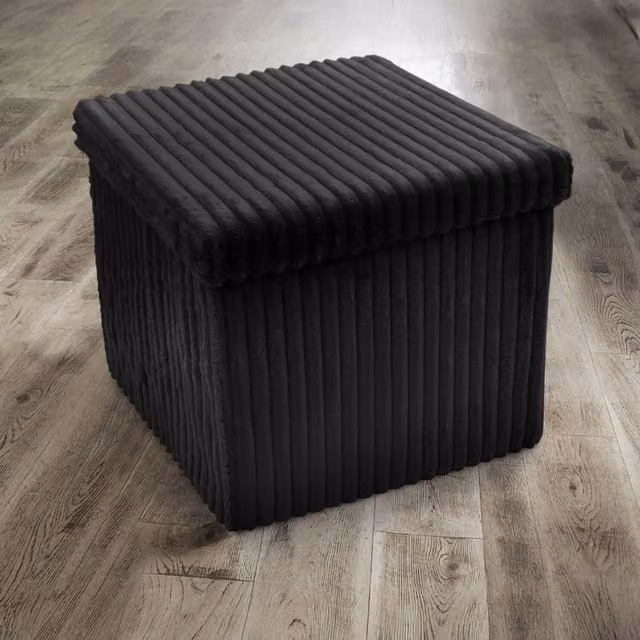 Home Republic Black Striped Plastic Cord Storage Box, W/D/H: 38 x 38 x 38 cm