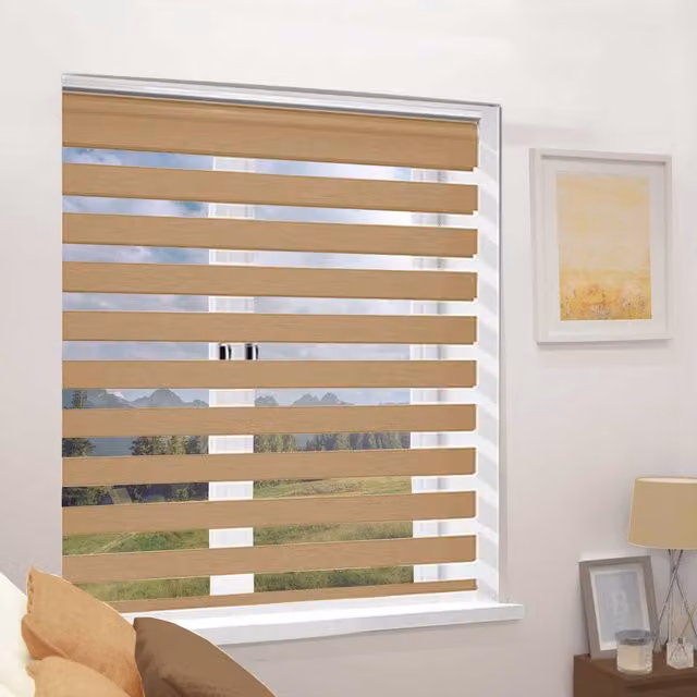 Caecus Day Night Zebra Duo Roller Blind in Beige and Yellow, W: 50 cm, H: 165 cm