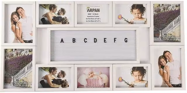 Arpan Modern White Multi Aperture Letter Photo Frame for 10 Photos – 4