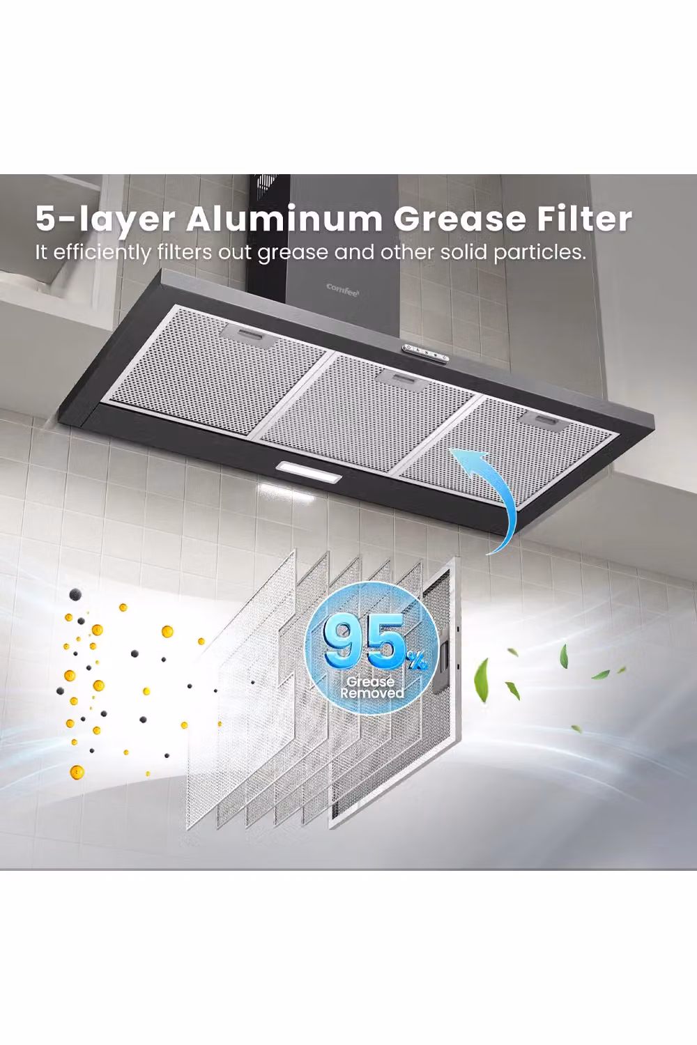 Living and Home 90cm Wall Mounted Chimney Cooker Hood Extractor with LED in Black – 2