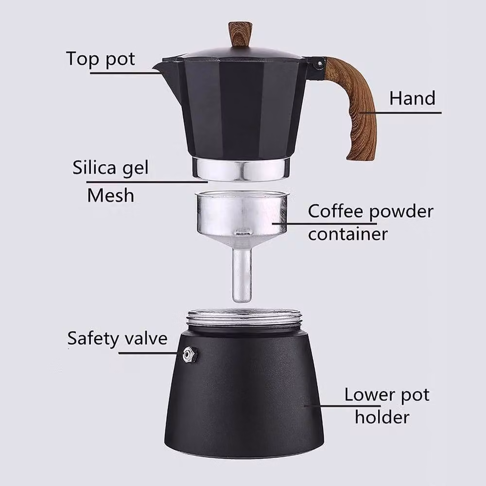 NESTLUNE Espresso Coffee Maker Percolator Stove Top, Black, W/D/H: 15 x 15 x 15 cm – 2