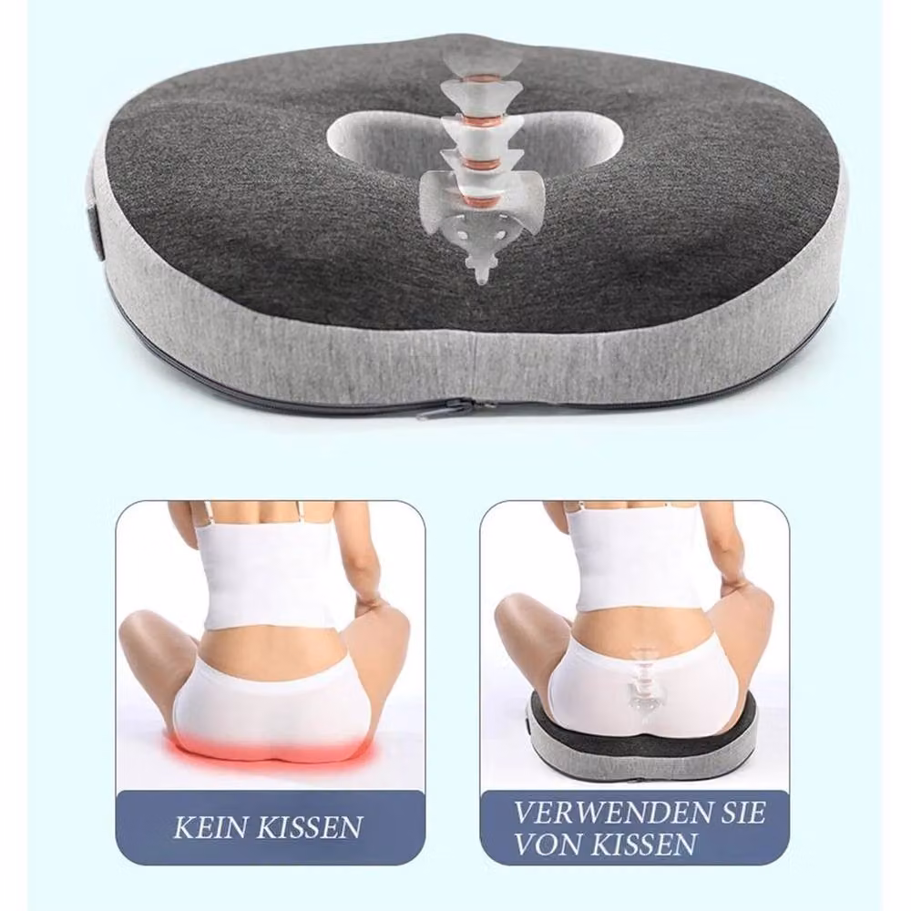 KORVIXA Grey Memory Foam Donut Cushion Medical Ring Seat – 2