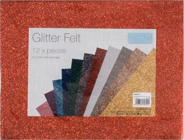Trimits Glitter Acrylic Crafting Felt Pack in Multicolour and White