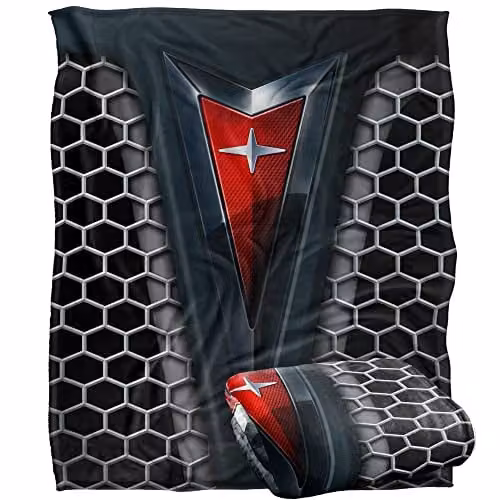 LOGOVISION Pontiac Red Emblem Super Soft Fleece Throw Blanket, White, W/D/H: 152 x 127 cm – 1