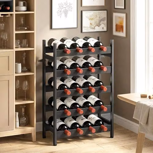 HOMCOM 5-Tier Industrial Freestanding Wine Rack in Black, 20-Bottle Capacity – 7