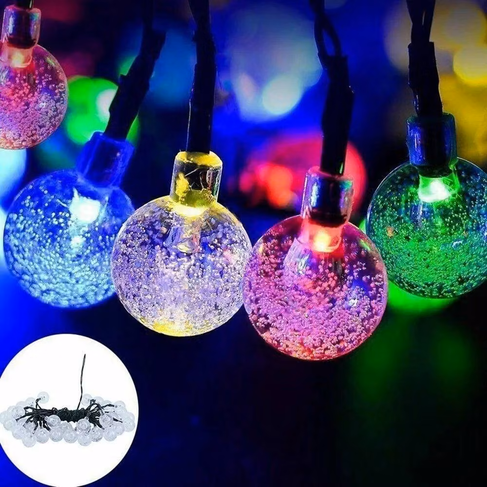 SPETLEK Solar Powered Multicolour LED Retro Bulb String Lights, 6.5m – 2
