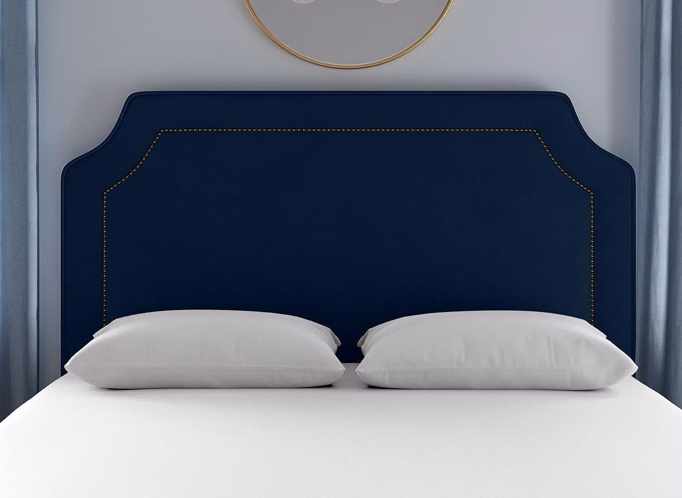 Flaxby Malton Modern Padded Upholstered Headboard in Blue or Bronze
