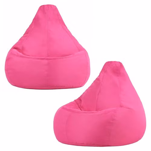 Bean Bag Bazaar 2 Pack of Pink Outdoor Bean Bags with Filling Included and Water Repellent Fabric – 1