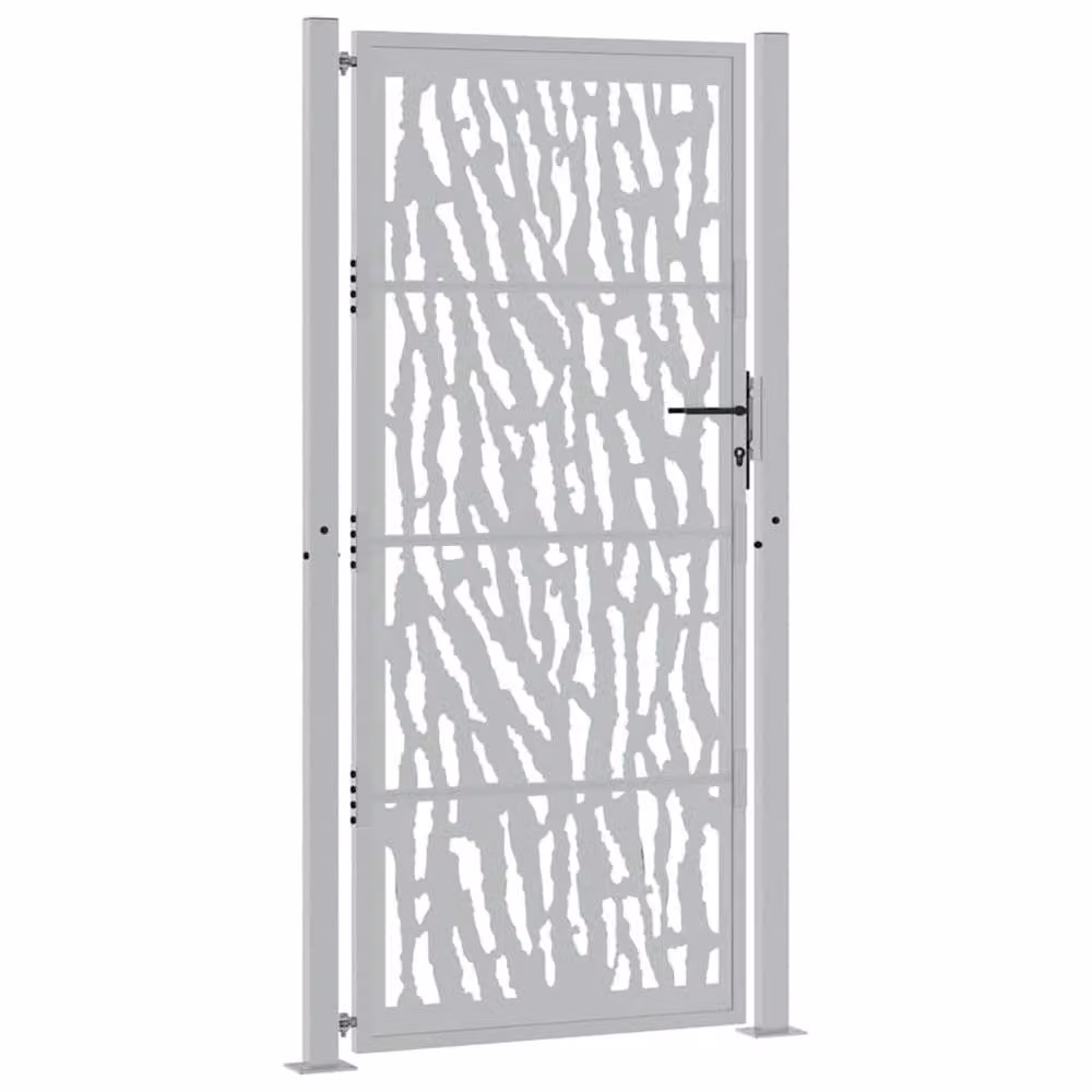 Berkfield Brown Weathering Steel Garden Gate with Trace Design, W: 105 cm, H: 205 cm – 3