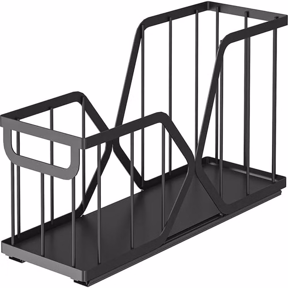 London Boutique 2-Pack Black Carbon Steel Pull Out Cabinet Organiser and Sliding Kitchen Storage Shelf – 2