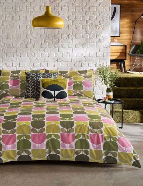 Orla Kiely Multi Block Stem Bedding Set, Multicolour, 100% Cotton, W: 140 cm, L: 200 cm
