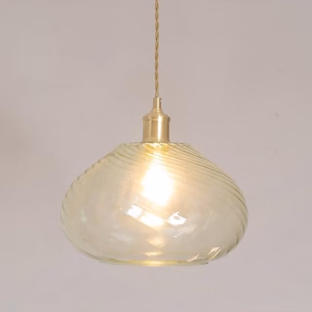 ValueLights Corinne Twill Green Transparent Glass Dome Easy Fit Pendant Ceiling Light Shade with LED Bulb