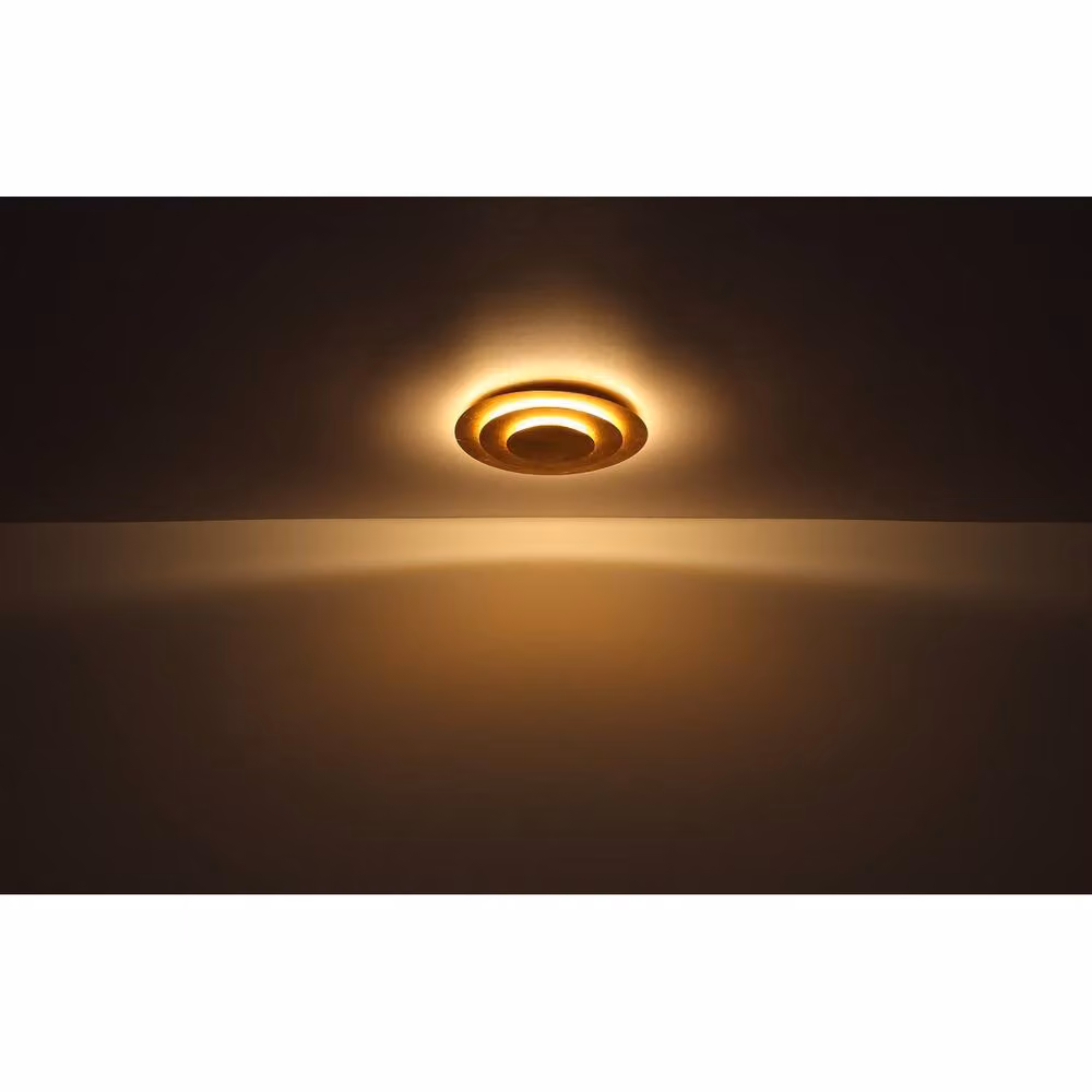 Netlighting Heda Modern Semi Flush Ceiling Light in Gold/Brass with Warm White LED – 2