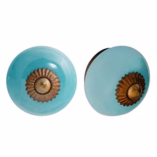 Nicola Spring Ceramic Cupboard Drawer Knob in Turquoise, Pack of 12